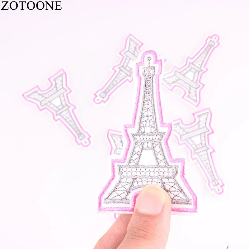 

ZOTOONE 1Pcs Tower Iron Patches for Clothing Applications DIY Fashion Cute Patch Vetement Badges Stickers Sew Stripes on Clothes