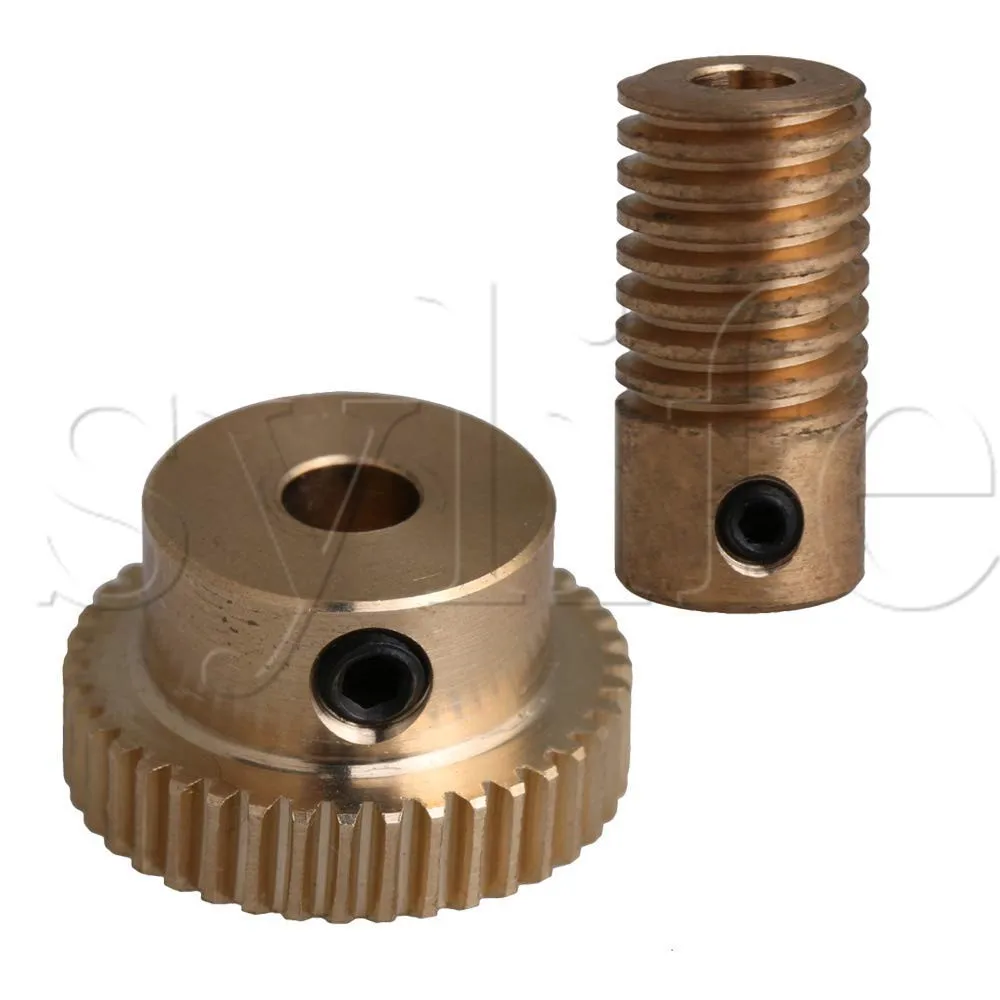 0,5 Modulus 40 dientes latón gusano engranaje Rueda y 5mm agujero diámetro engranaje eje Kits 1:40 relación de reducción con tornillo