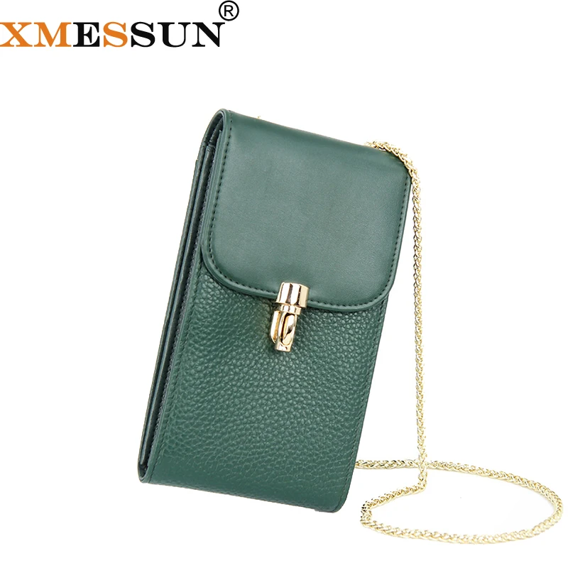 

XMESSUN 2019 Genuine Leather Mobile Phone Bag Large Capacity Mobile Phone Diagonal Chain Bag Women's Shoulder Crossbody Bag H189
