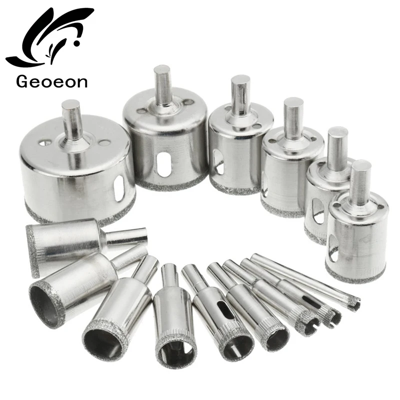 Geoeon 15 шт./компл. 6 мм-50 мм Алмазное покрытие корончатое сверло набор сверл резак