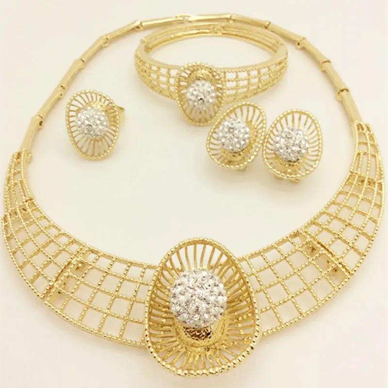 Kingdom Ma African Imitated Crystal Jewelry Sets Party Accessories Wedding Bridal Necklace Bracelet Earrings Rings Set For Women | Украшения