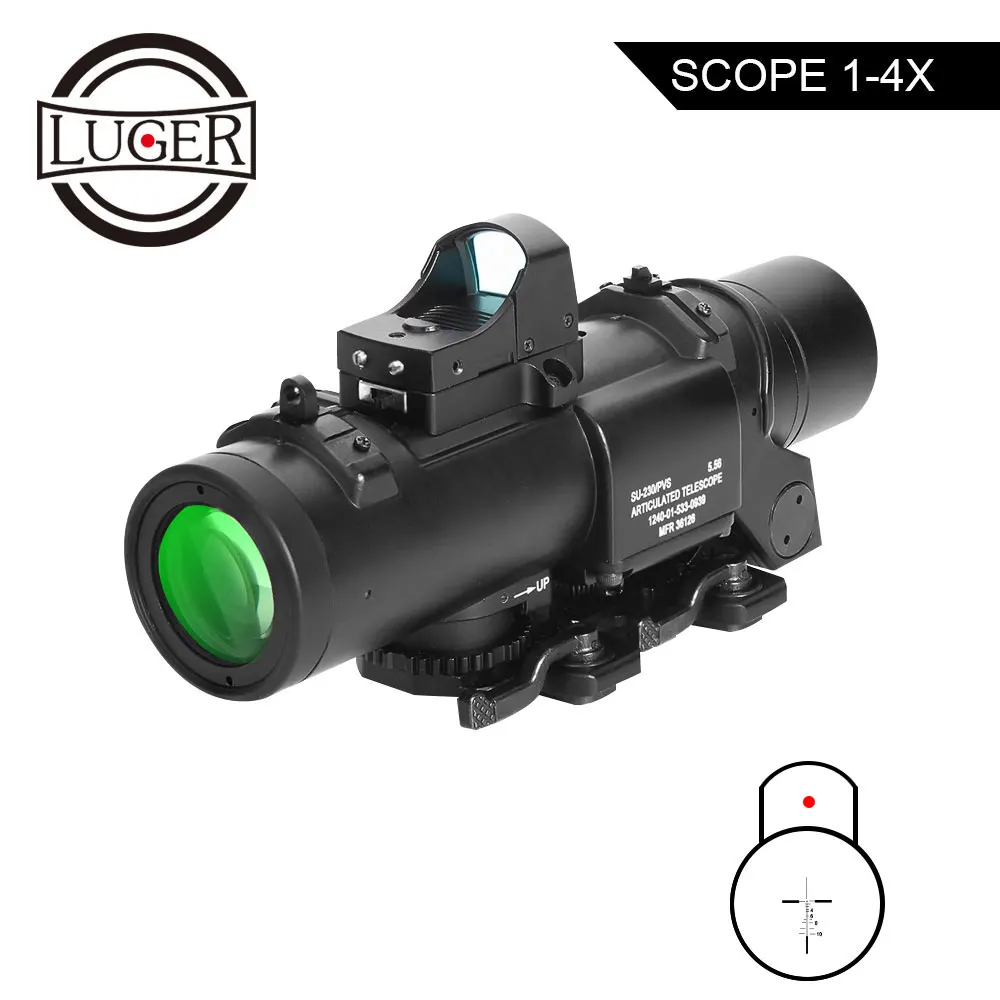 

LUGER Tactical 4x Fixed Dual Purpose Riflescope With Mini Red Dot Sight Optics Hunting Scopes For Rifle Air Gun Shooting