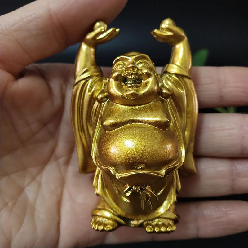 Golden Laughing Buddha Feng Shui Sculpture for Home and Garden Decoration - Maitreya Buddha Figurine Ornament image 6