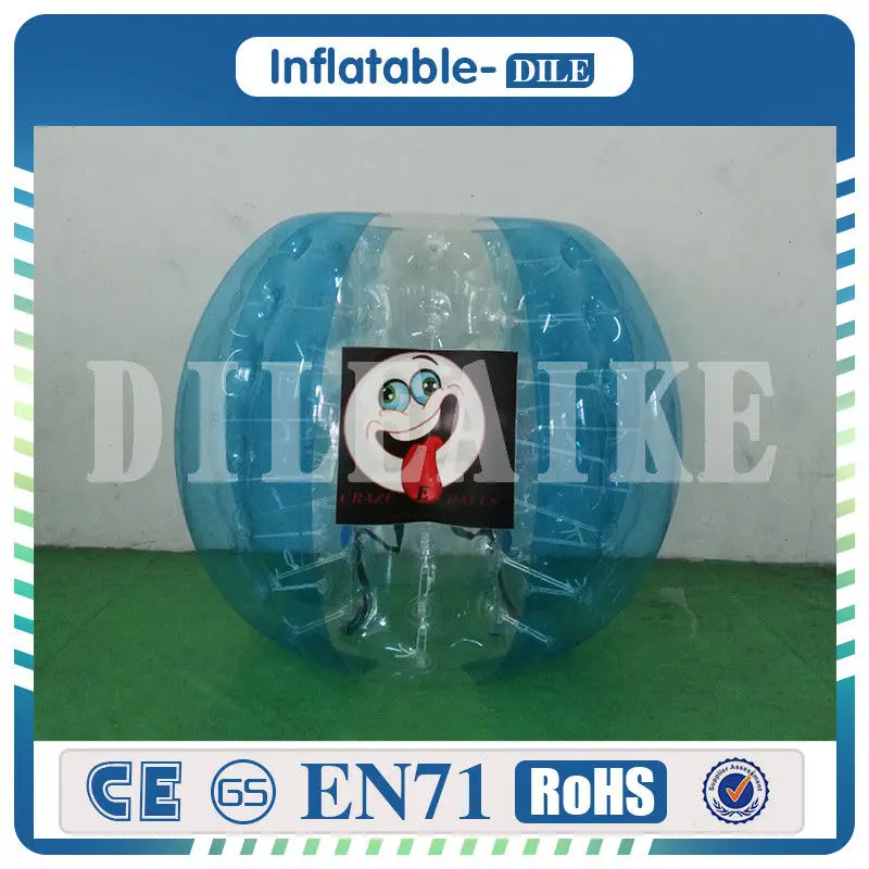 1,5 м ПВХ надувной шар-амортизатор в форме футбольного мяча мяч гигантский человек хомяк мяч для взрослых и детей - Цвет: Half blue and clear