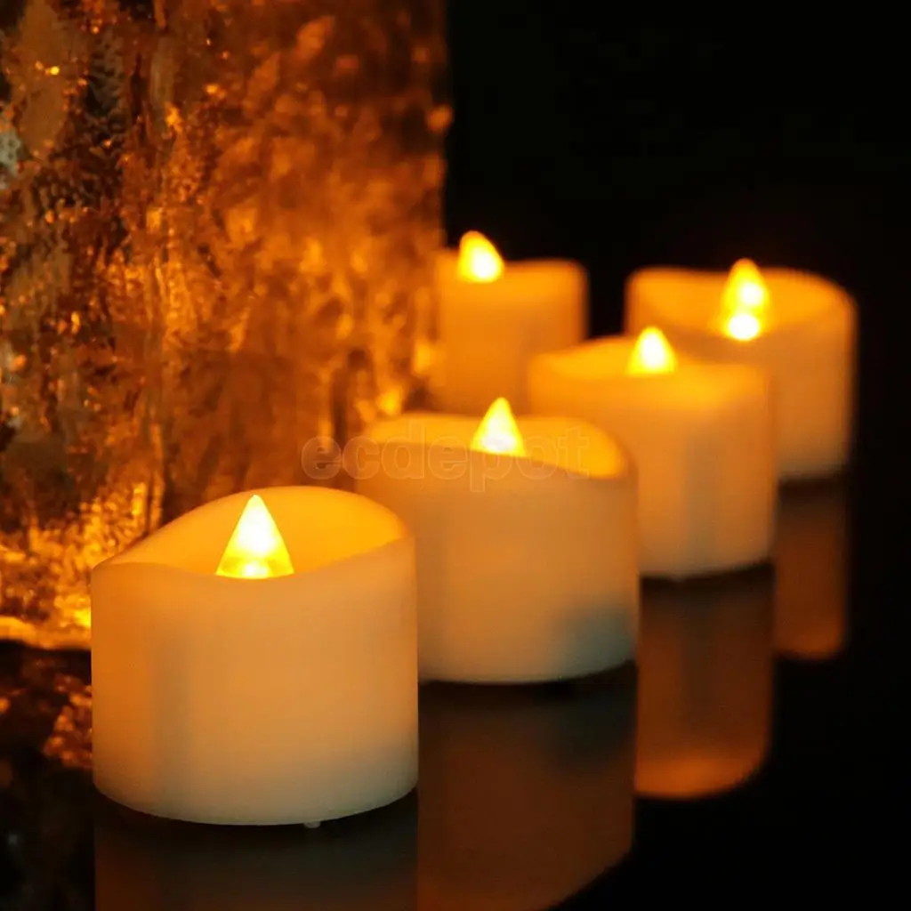 Bright Flameless LED Tea Light Candles, Flickering, Battery Powered