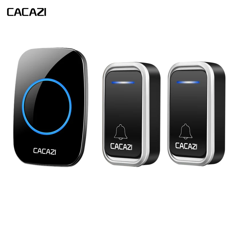 

CACAZI A10F Black/Sliver/Gold Wireless DoorBell Waterproof Smart Door Bell EU plug Cordless Ring Doorbells Remote AC 110V-220V