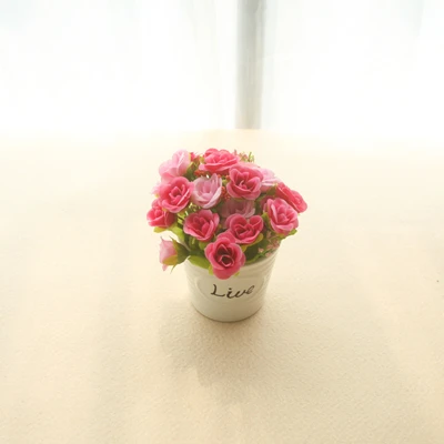 Zinmol дешевые искусственные розы Шелковый Искусственный цветок бонсай для украшения свадьбы Маленькие розы настольный декор с горшком 1 комплект - Цвет: red