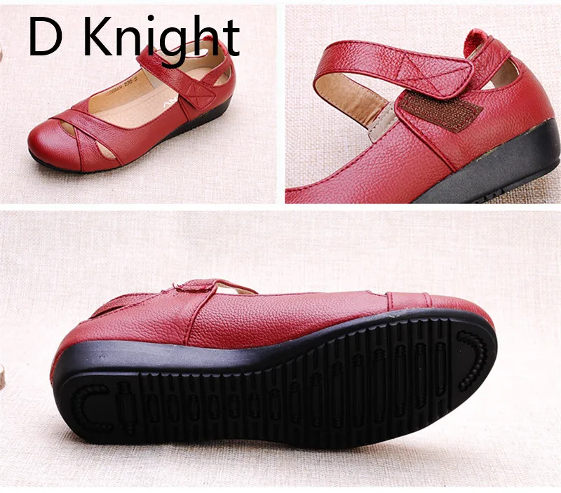 2018 Summer Shoes Women Genuine Leather Flat Sandals Comfortable Soft Hollow Hole Casual Mary Janes Ethnic Women's Shoes Sandals (6)