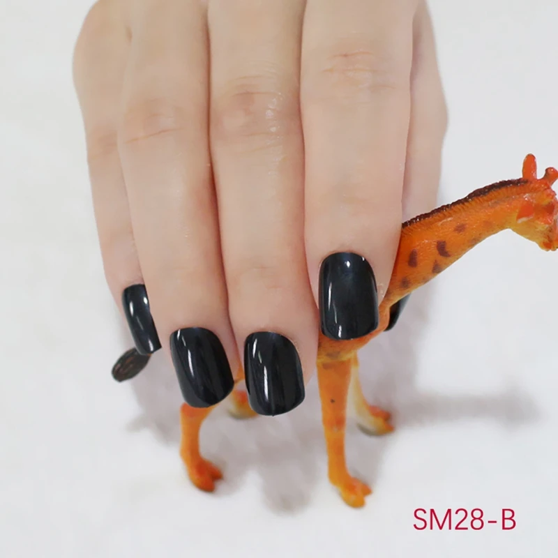 New Popular Nails Short Candy Color Pure Fake Finish Fingernails 24 Black B | Красота и здоровье
