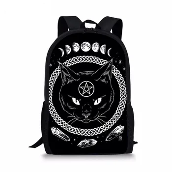 

New Gothic Moon Phase Backpacks For Teenage Boys Girls The Witching Hour Witchcraft Black Cat School Bags Kids Rucksack