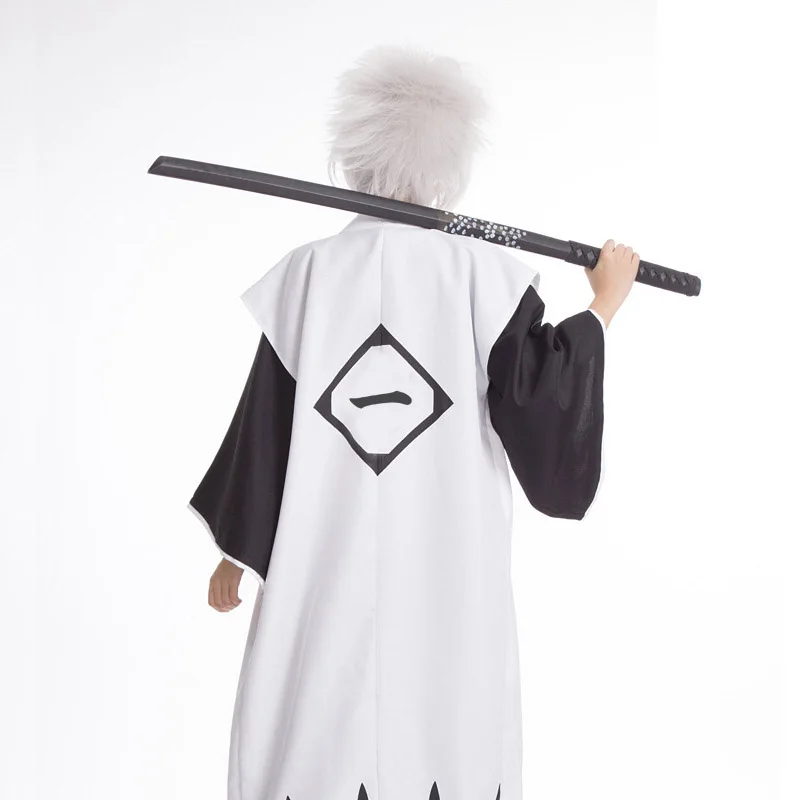 

Anime Bleach Cosplay Costume Kyouraku Shunsui White Short sleeve Cloak From 1st to 13th Division Captain Unisex Long Cape