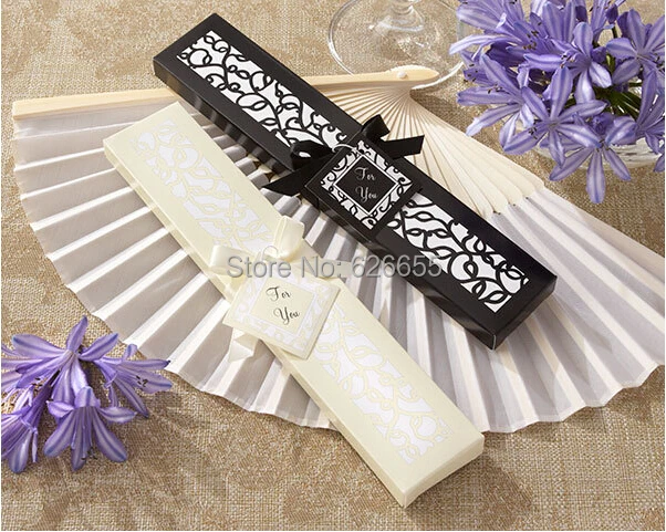 30 pcs/lot Personalized Luxurious Silk Fold hand Fan in Elegant Laser-Cut Gift Box+Party Favors/wedding Gifts+printing