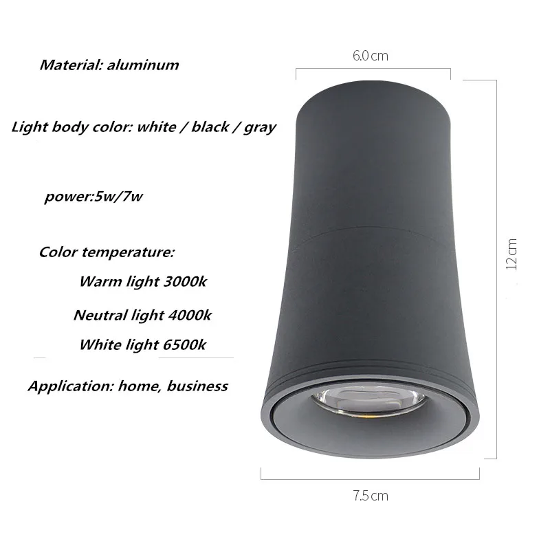 

Nordic LED Downlight Surface Mounted Ceiling Lamps AC85-260V White/Black Spot light for Living Room Bedroom Hallway Office