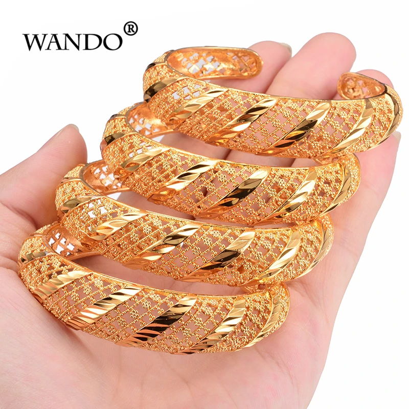 WANDO 4 шт./лот африканские браслеты для женщин золотой цвет Дубай ювелирные изделия