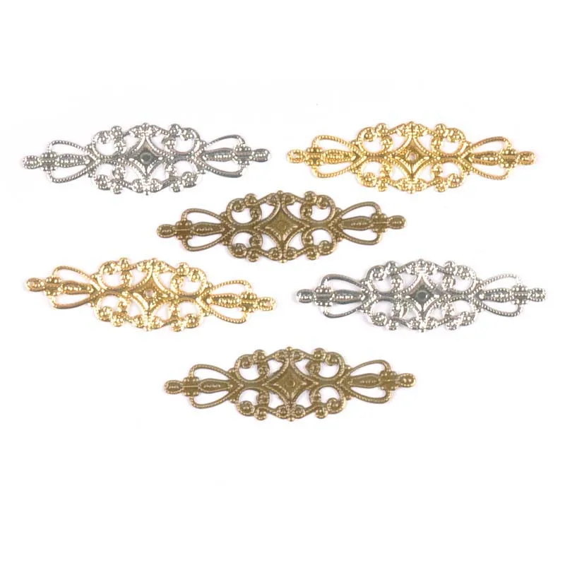 20Pcs 65X20mm Metal Filigree Wraps Connectors Embellishments For DIY Home Decor Findings Scrapbooking Handmade Crafts Yk0744