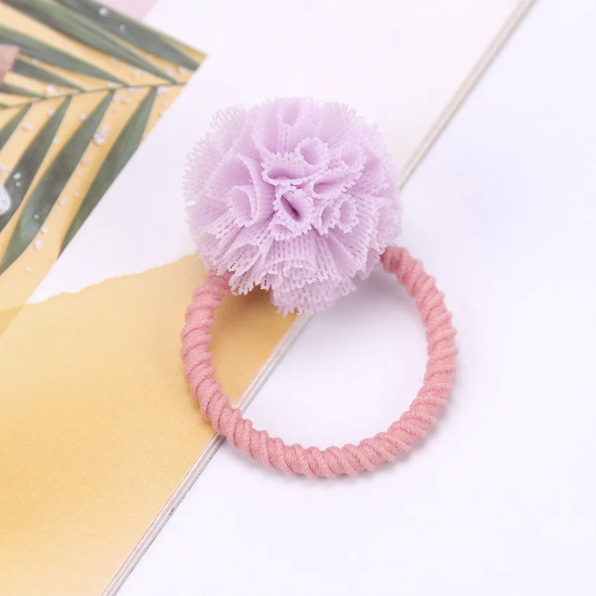 2PCS Cute Little Girls Hair Ties Ball Elastic Hair Band For Kids Hair Ropes Hair Accessories - Цвет: Фиолетовый