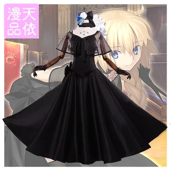

Anime Fate/Grand Order Jeanne d'Arc 2 Anniversary Uniform Cosplay Costume Women Black Sexy Evening Dress H