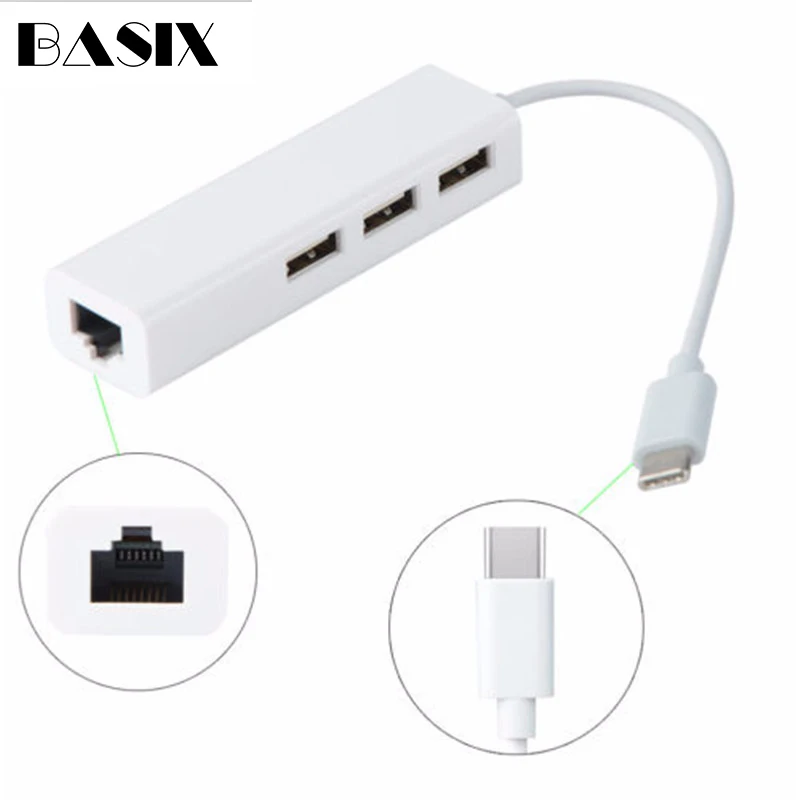 

Basix USB C Ethernet USB-C to RJ45 Lan Adapter for MacBook Pro Samsung Galaxy S9/S8/Note 9 Type C Network Card USB Ethernet