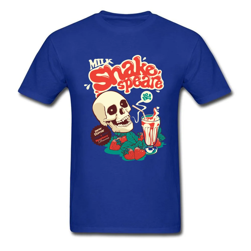 Student Classic Casual T Shirt O Neck Father Day Cotton Fabric T Shirt Normal Short Sleeve Milk Shakespeare Top T-shirts Milk Shakespeare blue