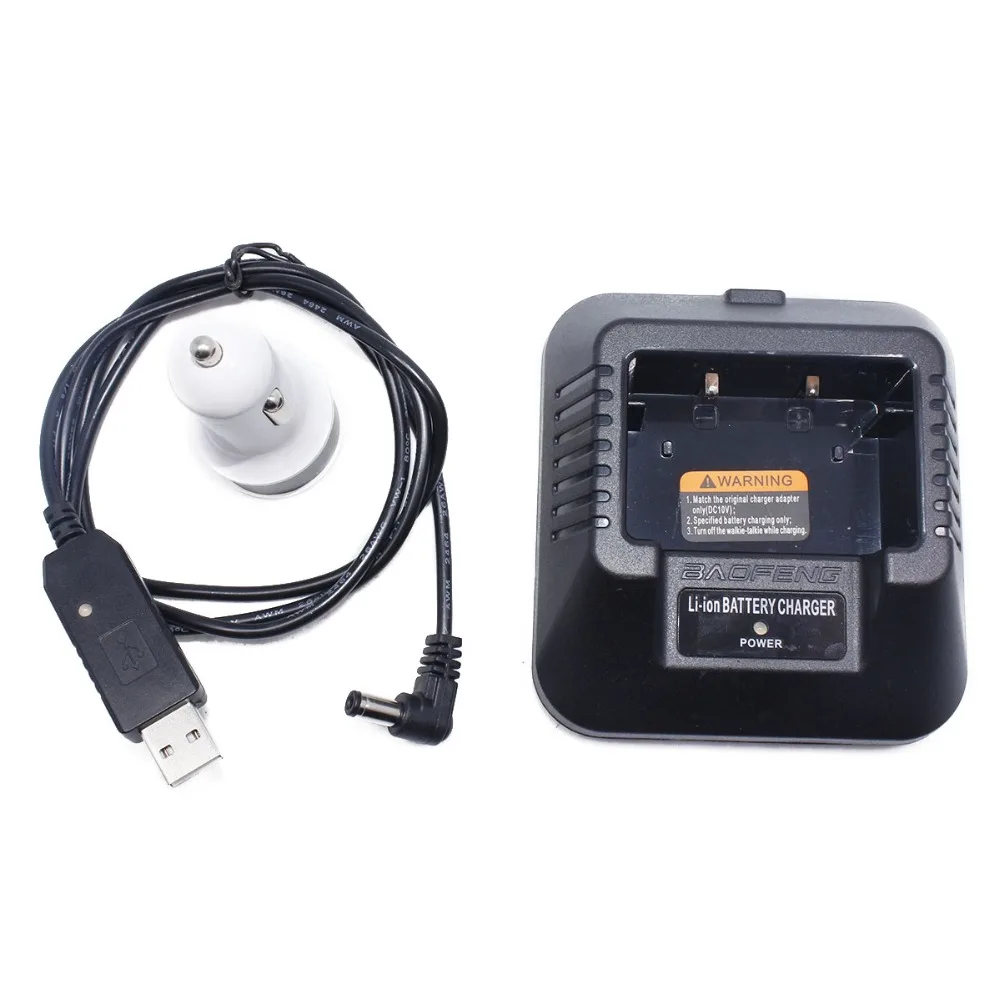 BaoFeng USB кабель зарядное устройство с индикатором + автомобильный прикуриватель USB для Baofeng UV-5R серии двухстороннее радио