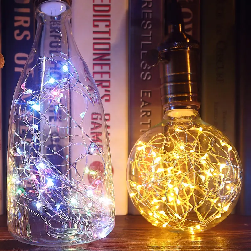 Светодио дный строки RGB Медь лампа с гирляндой G95 ST64 Winebottle Diamond светодио Lampara E27
