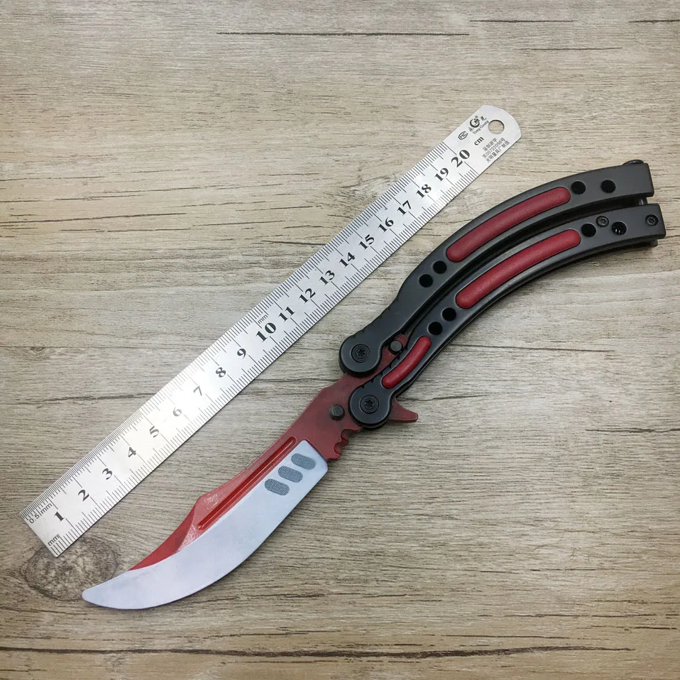 Swayboo butterfly in knife CS GO Karambit Knife practice folding Knife butterfly trainer game knife dull blade no edge tool