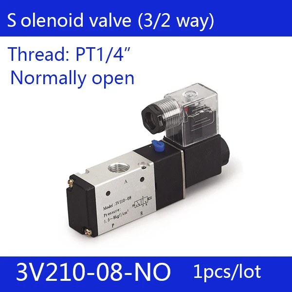

1PCS Free shipping good quality 3 port 2 position Solenoid Valve 3V210-08-NO normally open,have DC24v,DC12V,AC110V,AC220V
