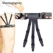 Mantieqingway Мужская камуфляжная рубашка с принтом держатели для хранения нейлоновая рубашка подтяжки эластичные подвязки Нескользящие запорные зажимы ремень