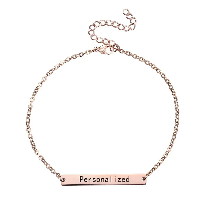 Пользовательское выгравированное имя буквы браслет браслеты персонализированные браслет с инициалами цепи ювелирные изделия для женщин девочек - Окраска металла: rose gold