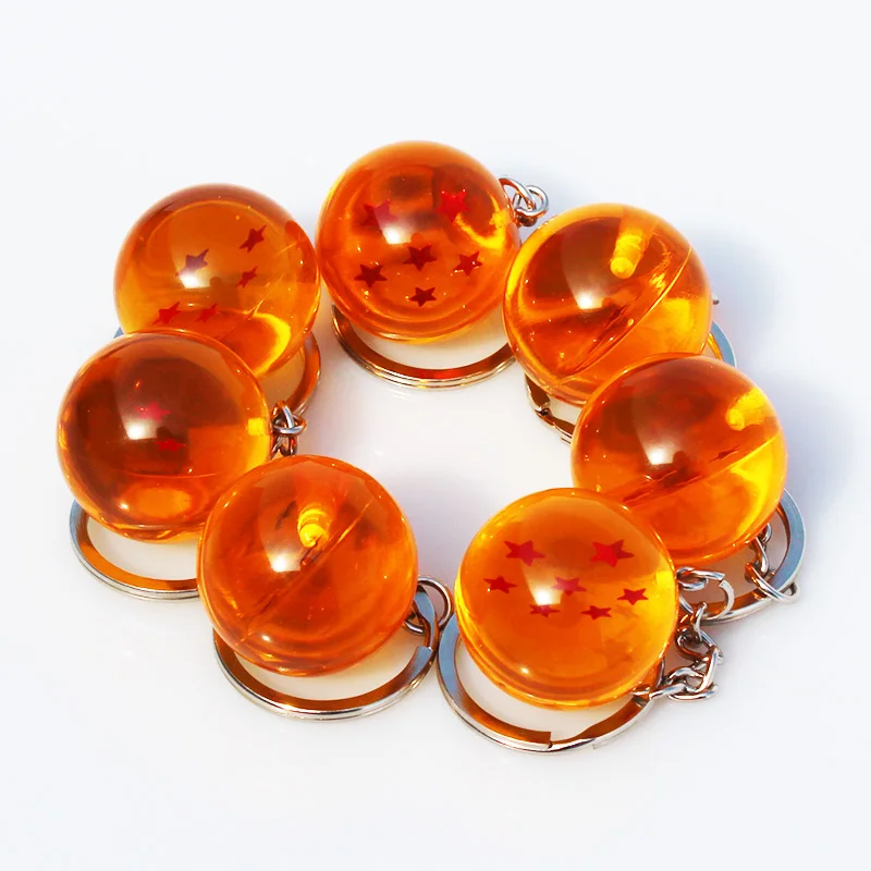 7Pcs/Set 2.5cm Dragon Ball Z Crystal Balls Figures Toys With Keychain