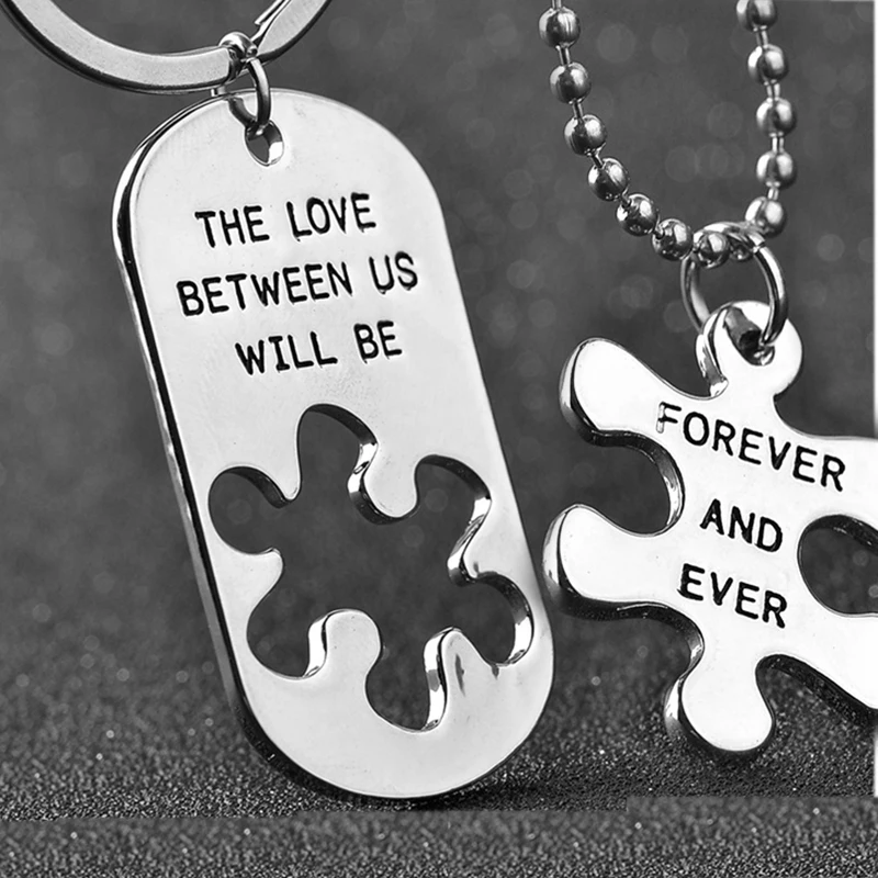 

Couple Necklace & Necklace Missing Puzzle Engraved I Love You Forever And Ever 1 Set Jewelry To Lover Boyfriend Necklace