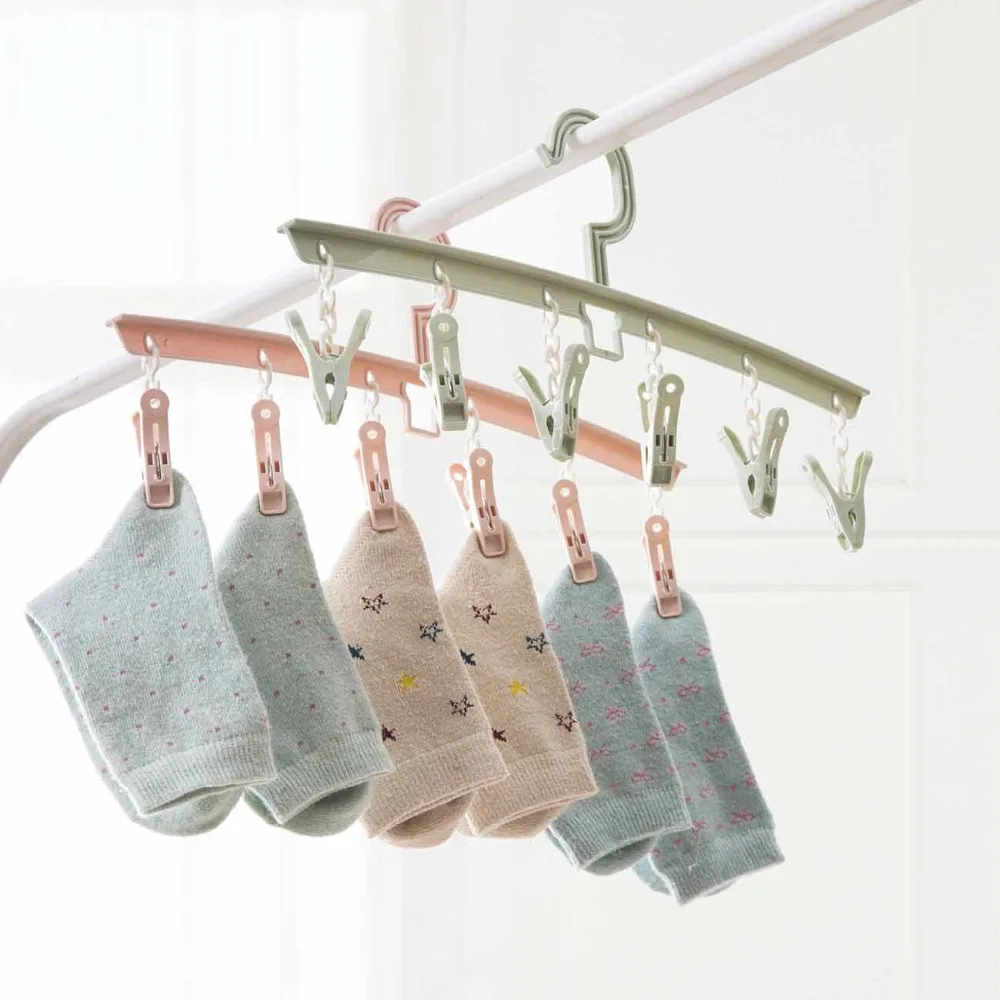 

New Clothes Pegs 6 Clips Plastic Multifunctional Clothes Hangers Underwear Socks Bra Dryer Hook Rack Clothes Hanging Dry