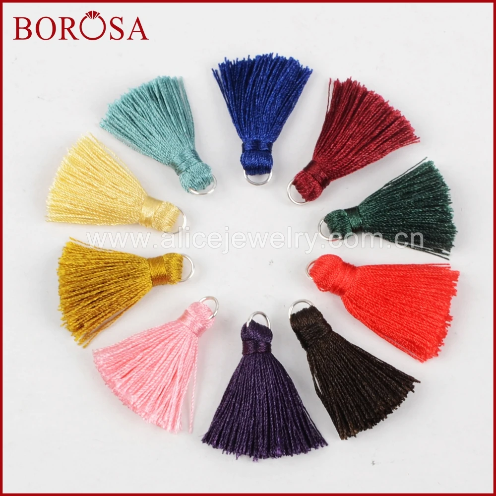 BOROSA 15 шт. смешанные хлопковые радужные серьги с кисточками шелковая подвеска