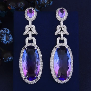 

20*67 mm Luxury Bridal Wedding Geometric Crystal Long Dangle Earrings CZ Earrings Jewelry boucle d'oreille femme 2018
