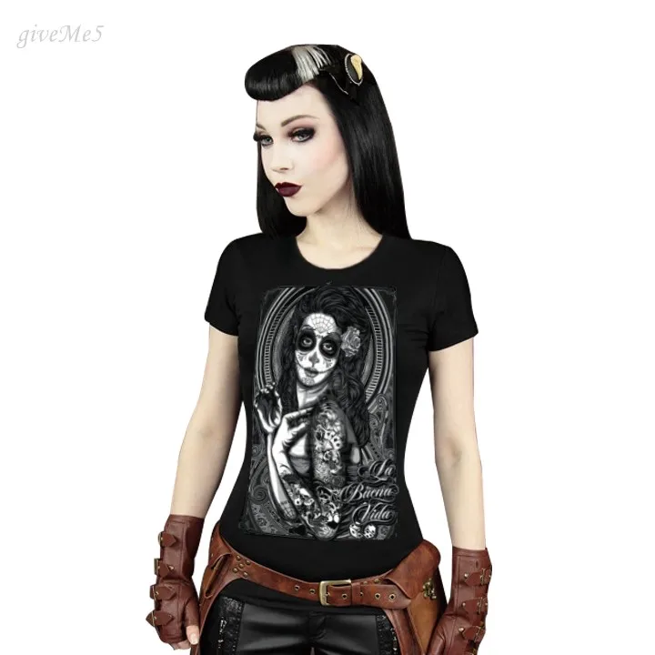 

Hot!11 2017 New women skeletons skull kiss restyle fashion digital printed Short-sleeve T-shirt tees tops b14