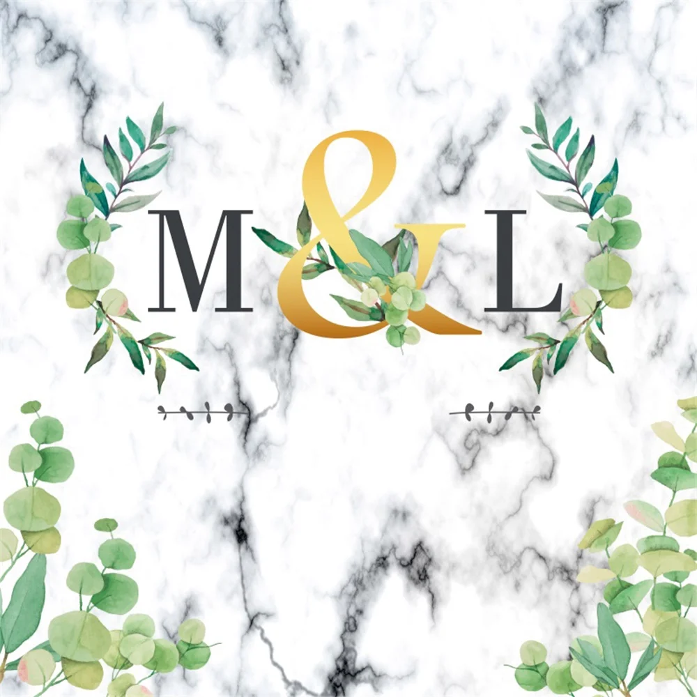 

Laeacco Marble Texture Leaves Wedding Scene Girls Photo Customized Name Size Backgrounds Photography Backdrops For Photo Studio