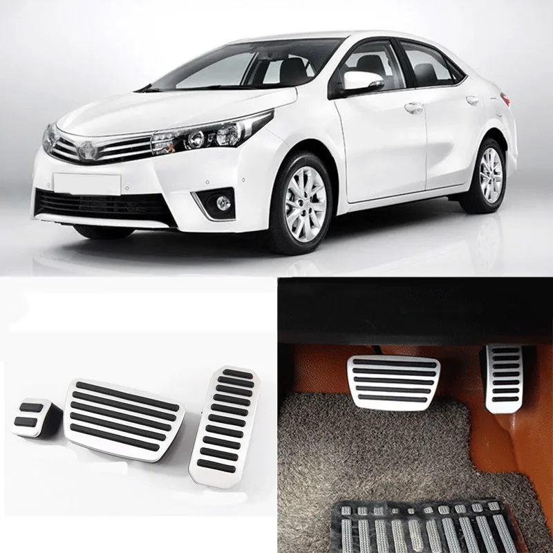 

Brand New 3pcs Aluminium Non Slip Foot Rest Fuel Gas Brake Pedal Cover For Toyota Corolla 2012-2016