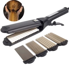4 in1 Corrugated Hair straightening Iron Styling Tools Hair Crimper Curlers Professional Curling Iron Hair Corn Wave chapinha hair country 2 in 1 hair straightener flat iron electronic straightening corrugated curling crimper corn plate styling tools