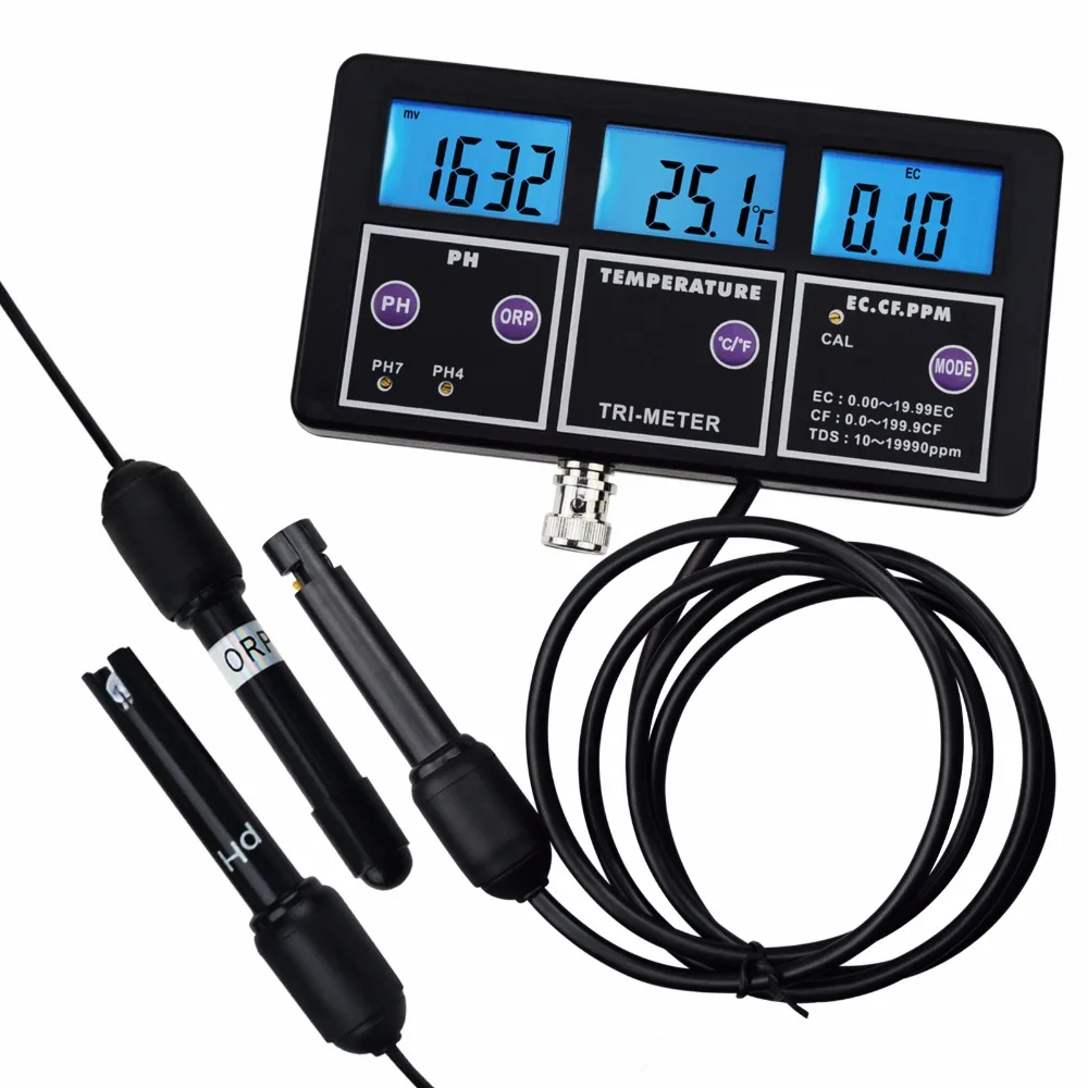 

6 in 1 Professional Multi-parameter pH/ ORP/ EC/ CF/ TDS PPM/ Temperature Combo Testing Meter, Best in Aquarium, Spas, Lab