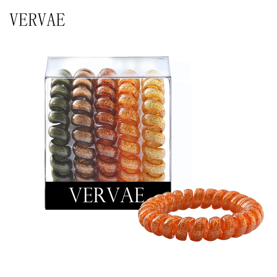 

5 Pcs/set Elastic Hair Bands for Women Hair Accessories Girl's Spiral Phone Cord Hair Ties Headwear Ponytail Holders 2019 VERVAE