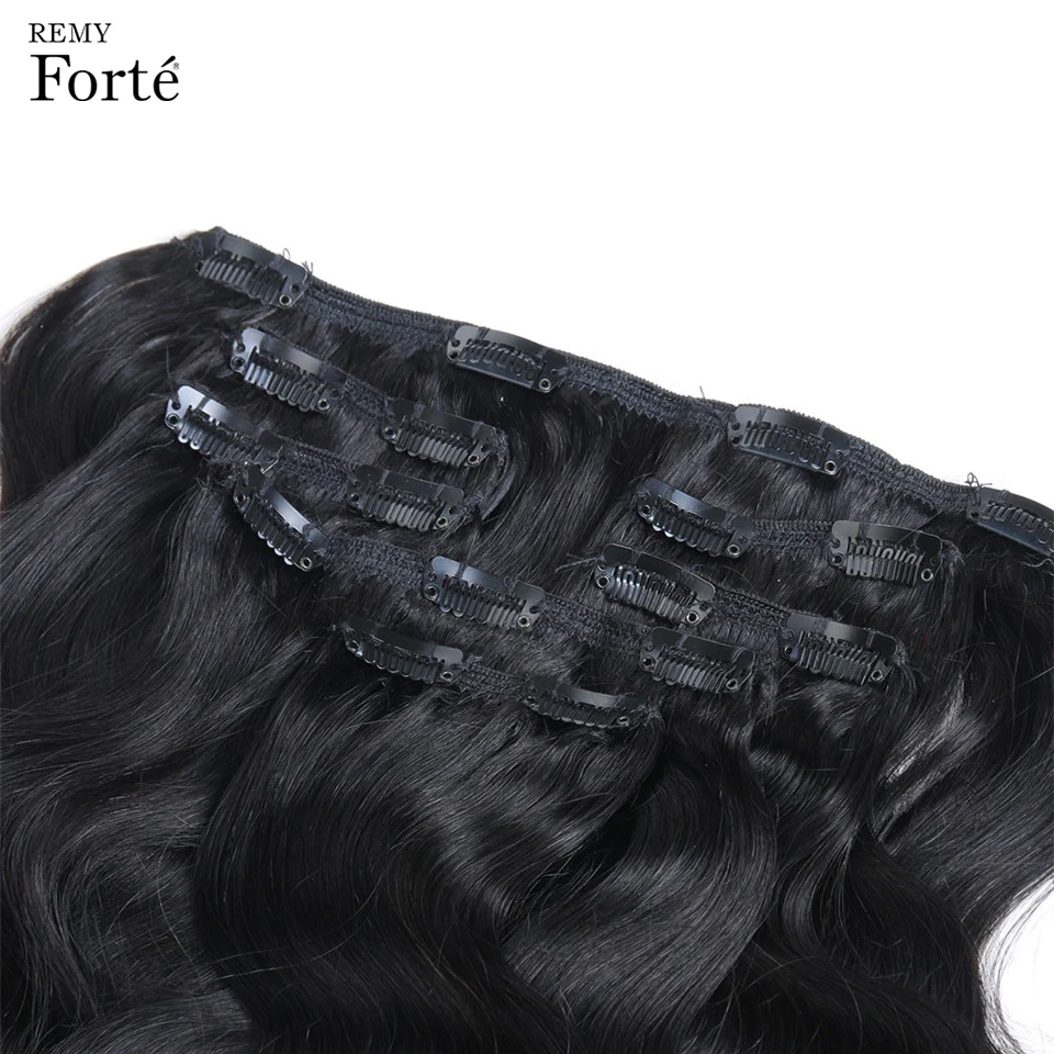 Remy Forte 24 дюймов зажим в человеческих волосах наращивание волос объемная волна Наращивание волос натуральный цвет человеческих волос зажим