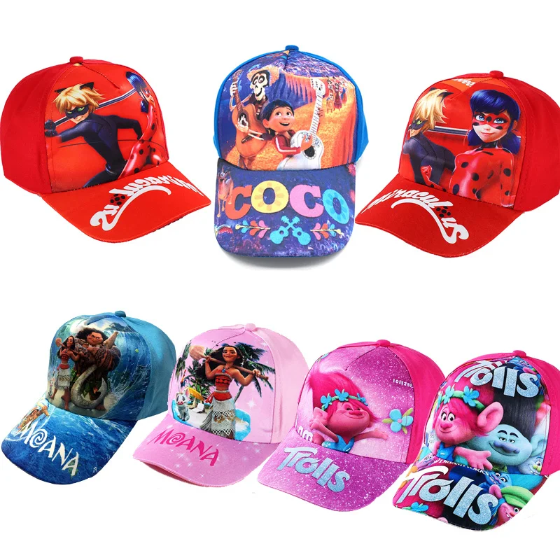 Cartoon Movie COCO Game Trolls Moana Miraculous Ladybug 3D Print Outdoors Sports Baseball Hats Kids Summer Sun Cap Gift Cartoon Movie COCO Game Trolls Moana Miraculous Ladybug 3D Print Outdoors Sports Baseball Hats Kids Summer Sun Cap Gift