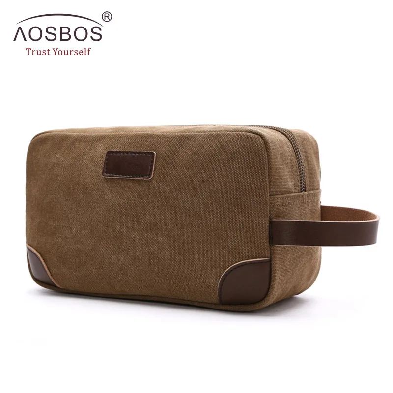 Aosbos Vintage Canvas Cosmetic Bags Women Portable Travel Toiletry Bag