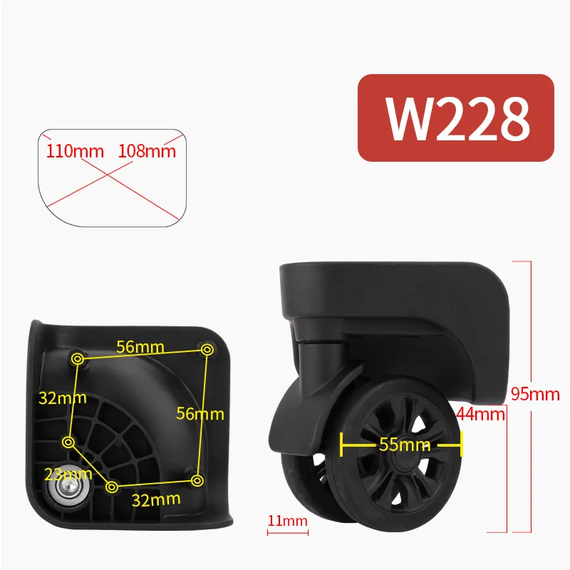 Чемодан и сумки аксессуары чемодан на колесах Замена Универсальный колеса для путешествий Чемодан аксессуары rolling Чемодан ролики - Цвет: W228(2 Wheels)Black