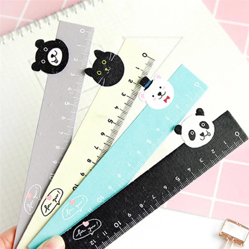 

1pcs 15CM Adorable Animal Straight Rule Shape Meter Wooden Cartoon Ruler Drawing Learning For Students Mapping Supplies