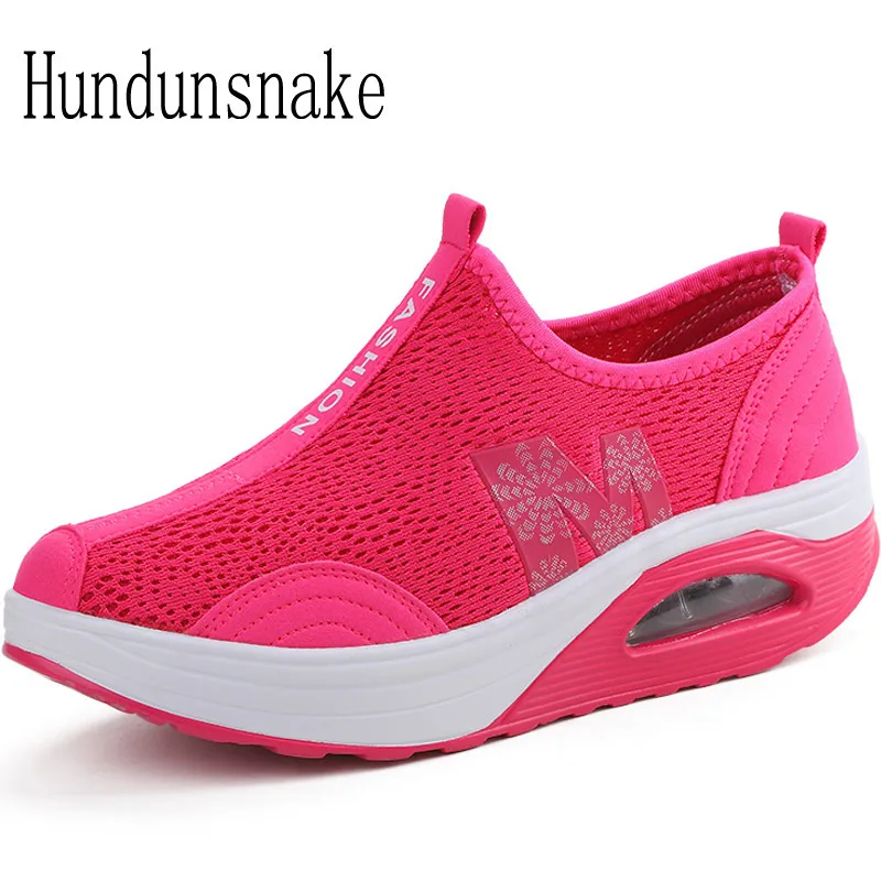 

Hundunsnake Pink Sneakers Womens Trainers Height Increasing Ladies Shoes Sports Female Krasovki Platform Barefoot Gumshoes T25