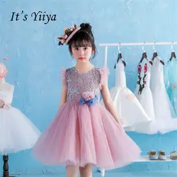 Это yiiya кружева без рукавов на молнии для девочек в цветочек платья для девочек в цветочек s детские бальное платье для вечерние свадебное