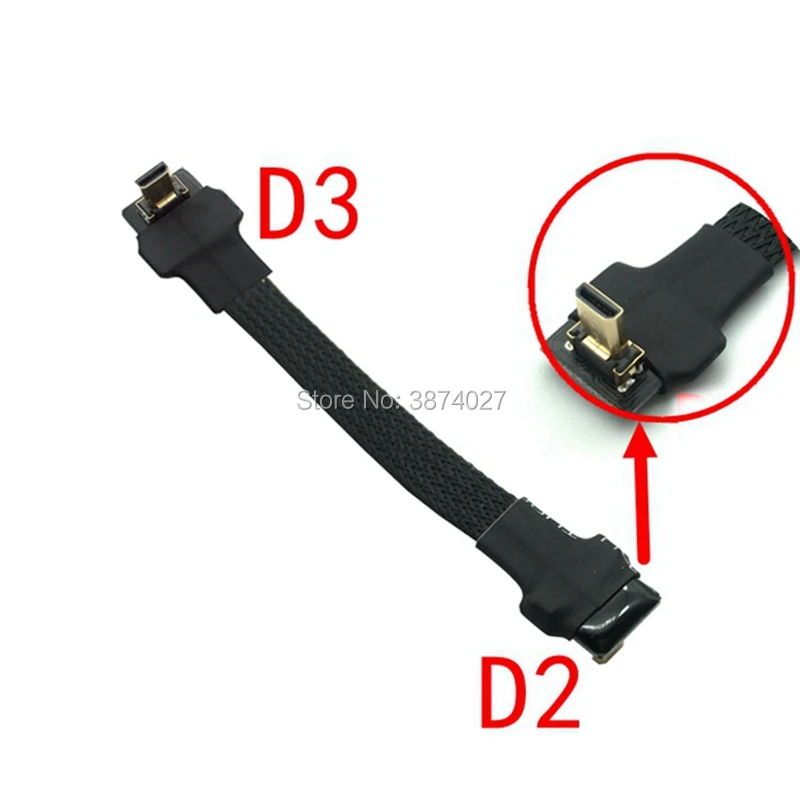 D2 10cm 20cm 30cm 50cm FPC Ribbon Flat Micro HDMI 2.0 type D shielded FPV Cable for HD Multicopter Aerial Photography