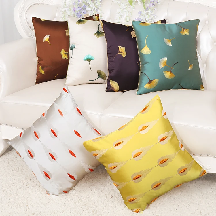 

High grade Satin Embroidery Cushion Cover Pillow Case For Sofa Office Car Home Pillowcase