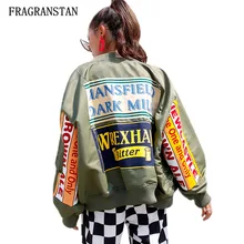 Женская винтажная модная повседневная куртка с буквенным принтом, большие размеры, осенне-зимняя женская куртка с воротником-стойкой и рукавами «летучая мышь», JQ410